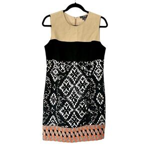 PER SE by Carlisle Woven Jacquard Knit Sleeveless Dress Sz 8 Cotton Viscose